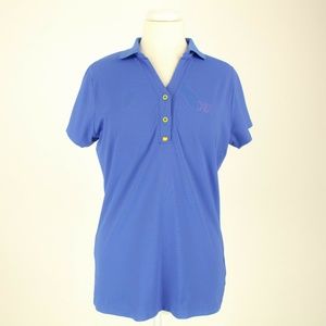 Helly Hansen Polo Shirt Blue Button V Neck Top